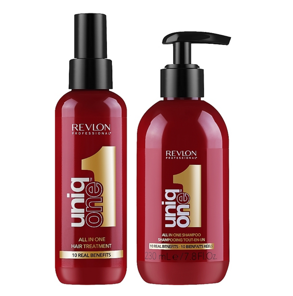 Набір для догляду за волоссям Revlon Professional Uniq One All In One (sh/230ml + spray/150ml) 87498675 фото Набір для догляду за волоссям Revlon Professional Uniq One All In One (sh/230ml + spray/150ml) 87498675 фото